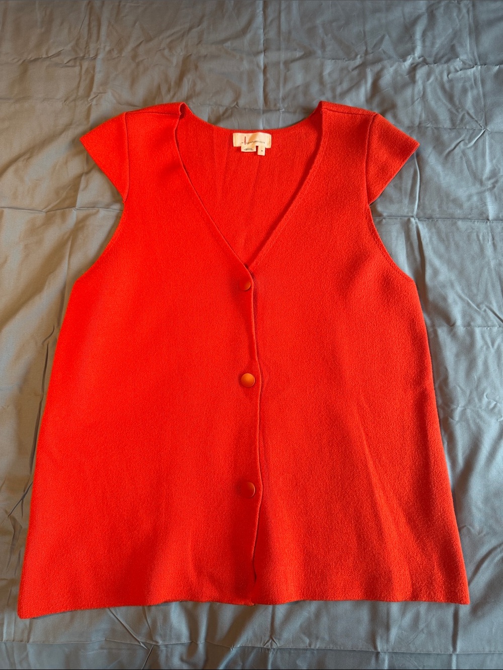 Anthropologie Bright Red Sleeveless Button-Front Knit Vest